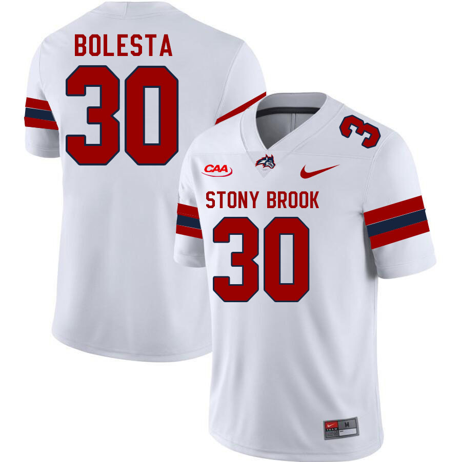 Stony Brook Seawolves #30 Parker Bolesta College Football Jerseys Stitched Sale-White